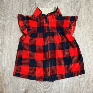 Carter’s Red Plaid Front Zip Vest | 9M